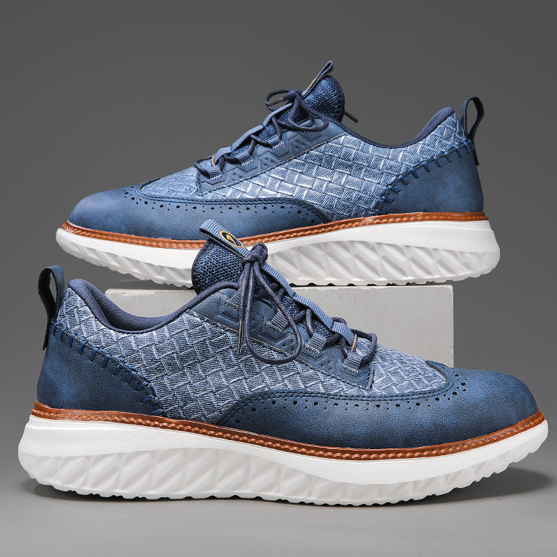 ⏰LAST DAY - 60% OFF🛒 Men’s Comfortable Lace-Up Brogue Sneakers – Ultra-Lightweight & Breathable Woven Upper, Arch Support, Wide-Toe Fit, Shock-Absorbing Sole for All-Day Comfort