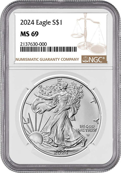 1986-2024 American Silver Eagle 40-pc Set NGC MS69 (2 New NGC Boxes)